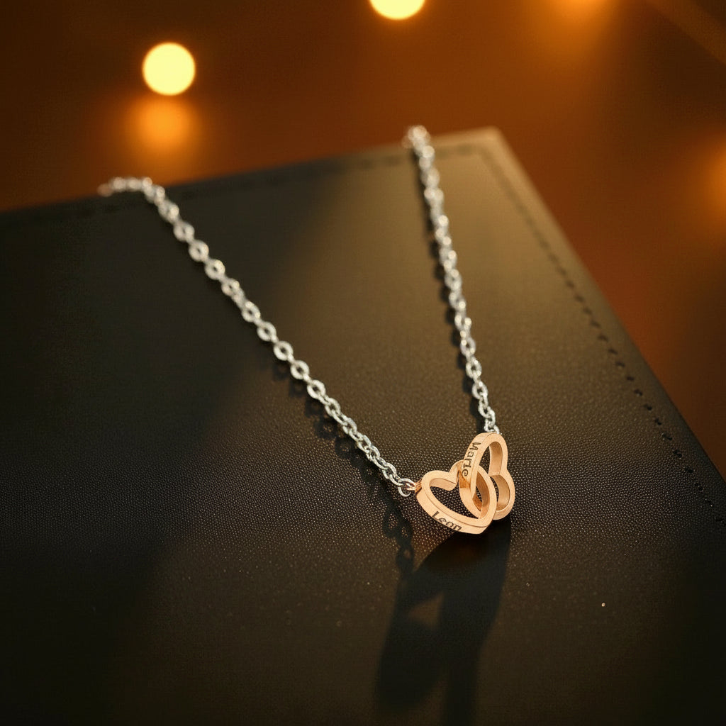 coffret rose éternelle avec collier gravée