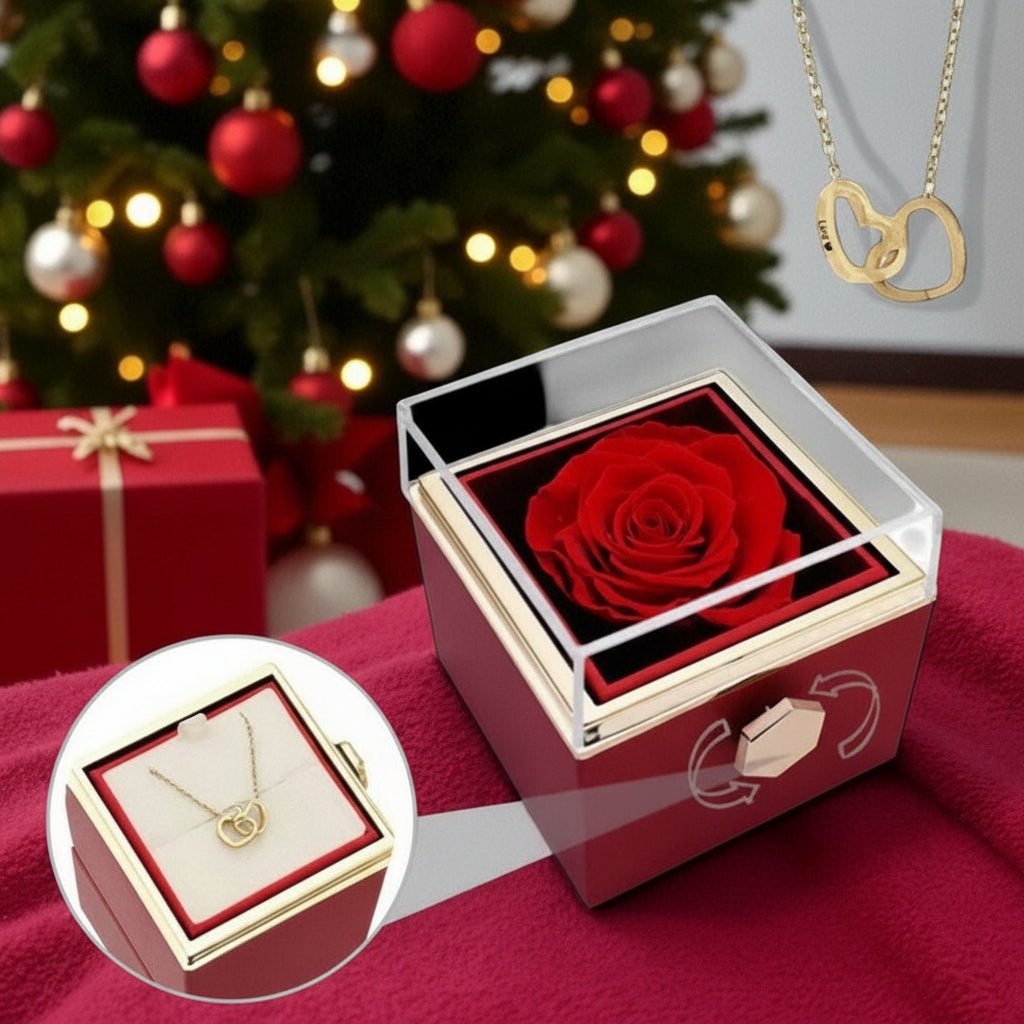 coffret rose éternelle avec collier gravée